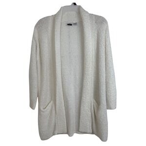 Vintage 80s Cignal Ivory Boucle Open Front Cardigan‎ M Cozy Cottagecore Sweater